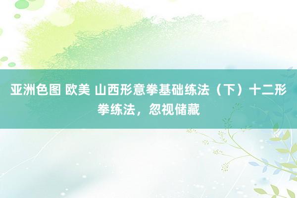 亚洲色图 欧美 山西形意拳基础练法(下)十二形拳练法,忽视储藏