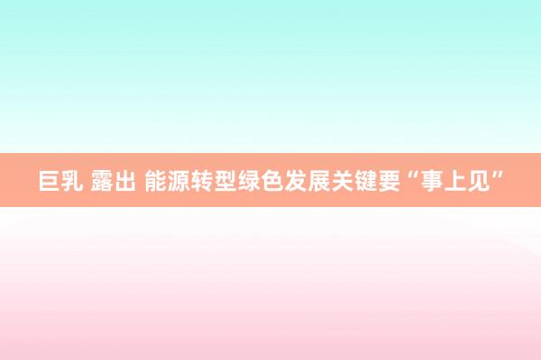 巨乳 露出 能源转型绿色发展关键要“事上见”