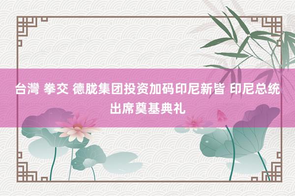 台灣 拳交 德胧集团投资加码印尼新皆 印尼总统出席奠基典礼