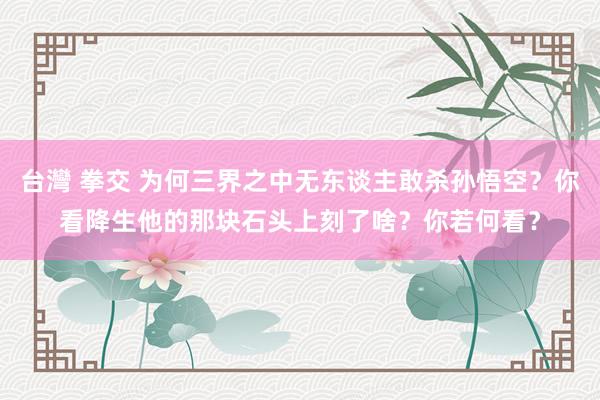 台灣 拳交 为何三界之中无东谈主敢杀孙悟空？你看降生他的那块石头上刻了啥？你若何看？