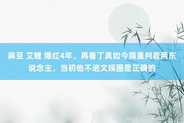 麻豆 艾鲤 爆红4年，再看丁真如今简直判若两东说念主，当初他不进文娱圈是正确的