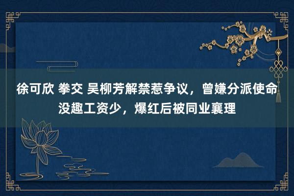 徐可欣 拳交 吴柳芳解禁惹争议，曾嫌分派使命没趣工资少，爆红后被同业襄理