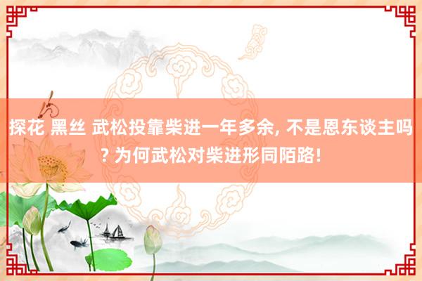 探花 黑丝 武松投靠柴进一年多余， 不是恩东谈主吗? 为何武松对柴进形同陌路!