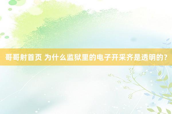 哥哥射首页 为什么监狱里的电子开采齐是透明的？