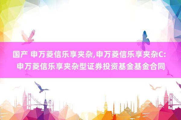 国产 申万菱信乐享夹杂,申万菱信乐享夹杂C: 申万菱信乐享夹杂型证券投资基金基金合同