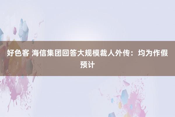 好色客 海信集团回答大规模裁人外传：均为作假预计