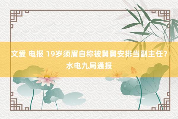 文爱 电报 19岁须眉自称被舅舅安排当副主任？水电九局通报