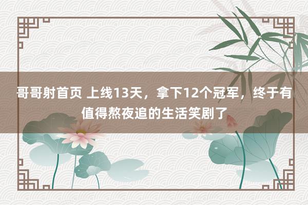哥哥射首页 上线13天，拿下12个冠军，终于有值得熬夜追的生活笑剧了