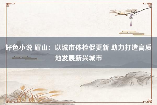 好色小说 眉山：以城市体检促更新 助力打造高质地发展新兴城市