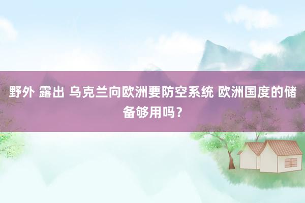 野外 露出 乌克兰向欧洲要防空系统 欧洲国度的储备够用吗？
