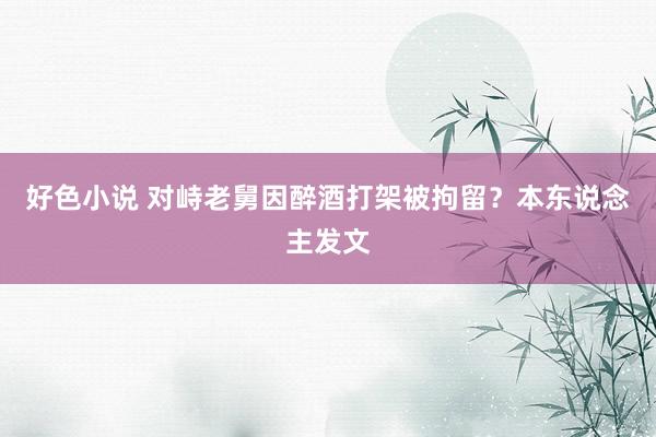 好色小说 对峙老舅因醉酒打架被拘留？本东说念主发文