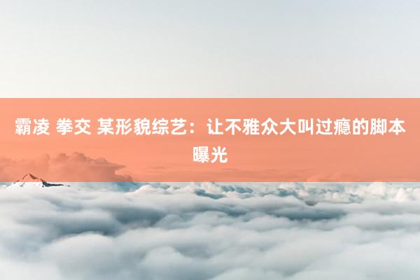 霸凌 拳交 某形貌综艺：让不雅众大叫过瘾的脚本曝光