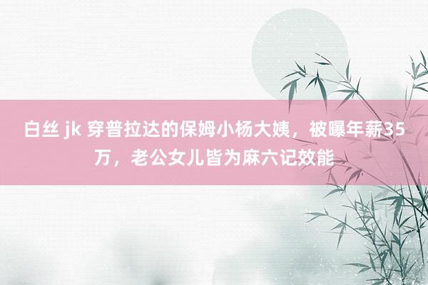 白丝 jk 穿普拉达的保姆小杨大姨，被曝年薪35万，老公女儿皆为麻六记效能