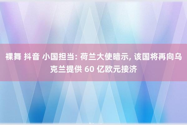 裸舞 抖音 小国担当: 荷兰大使暗示， 该国将再向乌克兰提供 60 亿欧元接济