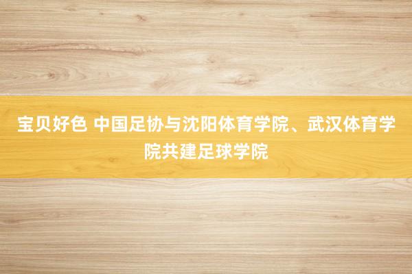 宝贝好色 中国足协与沈阳体育学院、武汉体育学院共建足球学院