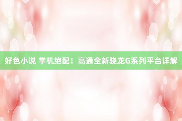 好色小说 掌机绝配！高通全新骁龙G系列平台详解