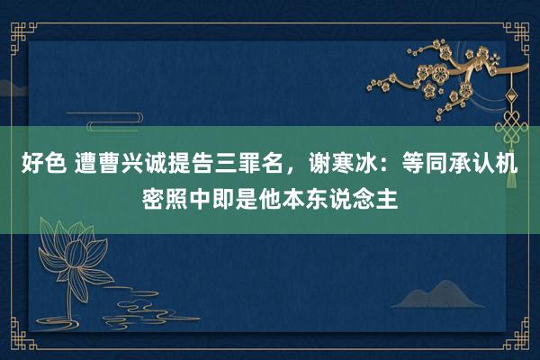 好色 遭曹兴诚提告三罪名，谢寒冰：等同承认机密照中即是他本东说念主