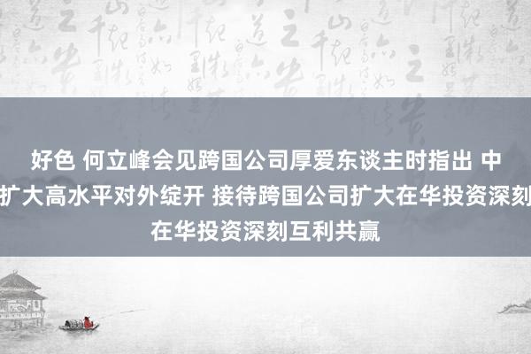 好色 何立峰会见跨国公司厚爱东谈主时指出 中国将持续扩大高水平对外绽开 接待跨国公司扩大在华投资深刻互利共赢