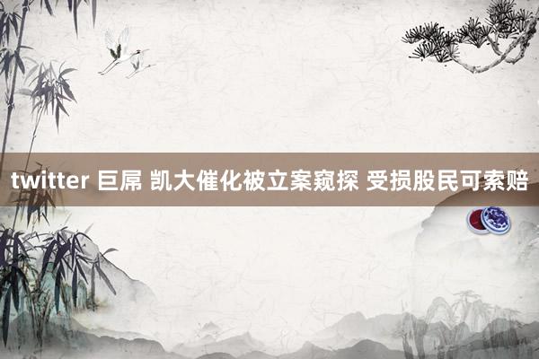 twitter 巨屌 凯大催化被立案窥探 受损股民可索赔