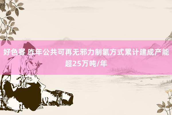 好色客 昨年公共可再无邪力制氢方式累计建成产能超25万吨/年