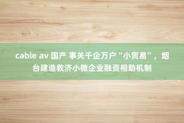 cable av 国产 事关千企万户“小贸易”，烟台建造救济小微企业融资相助机制