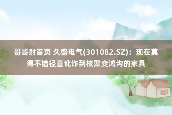 哥哥射首页 久盛电气(301082.SZ)：现在莫得不错径直讹诈到核聚变鸿沟的家具