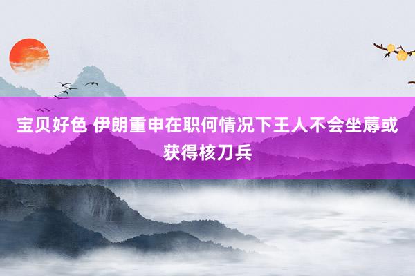 宝贝好色 伊朗重申在职何情况下王人不会坐蓐或获得核刀兵