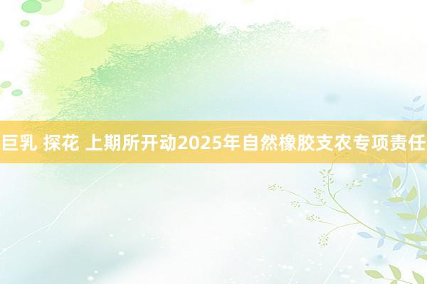 巨乳 探花 上期所开动2025年自然橡胶支农专项责任
