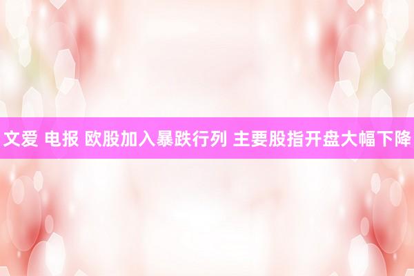 文爱 电报 欧股加入暴跌行列 主要股指开盘大幅下降