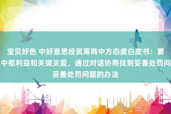 宝贝好色 中好意思经贸筹商中方态度白皮书：要尊重相互中枢利益和关键关爱，通过对话协商找到妥善处罚问题的办法