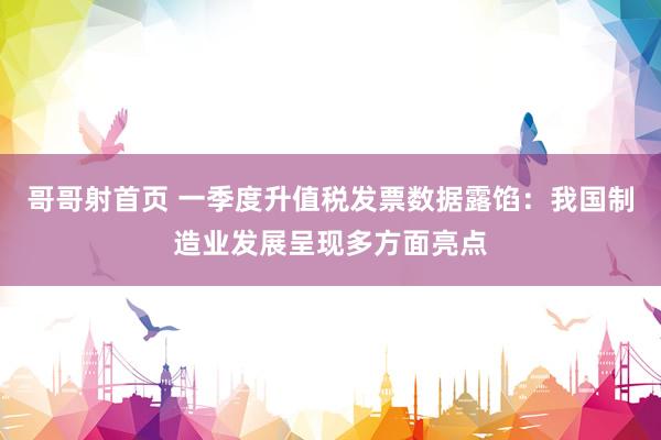哥哥射首页 一季度升值税发票数据露馅：我国制造业发展呈现多方面亮点