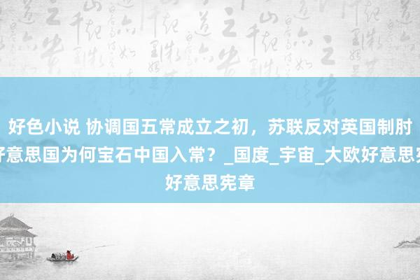 好色小说 协调国五常成立之初，苏联反对英国制肘，好意思国为何宝石中国入常？_国度_宇宙_大欧好意思宪章