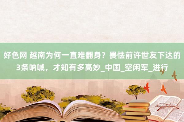 好色网 越南为何一直难翻身？畏怯前许世友下达的3条呐喊，才知有多高妙_中国_空闲军_进行