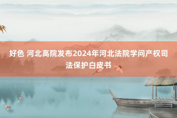 好色 河北高院发布2024年河北法院学问产权司法保护白皮书