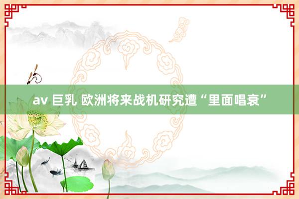 av 巨乳 欧洲将来战机研究遭“里面唱衰”