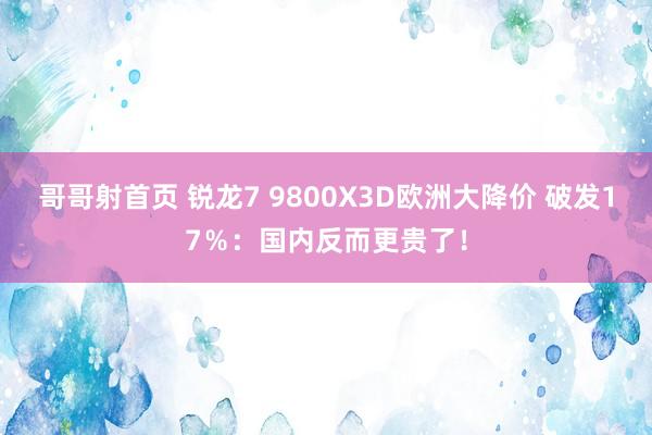 哥哥射首页 锐龙7 9800X3D欧洲大降价 破发17％：国内反而更贵了！