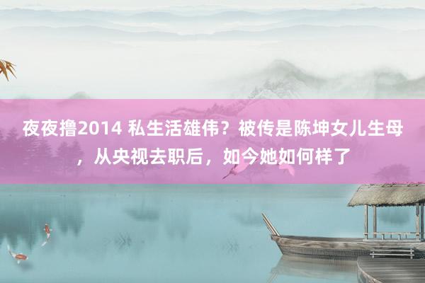 夜夜撸2014 私生活雄伟？被传是陈坤女儿生母，从央视去职后，如今她如何样了